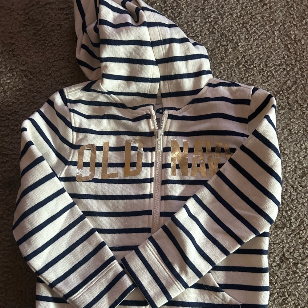 Old Navy Kids Striped Hoodie - Navy and White